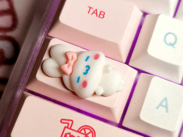 Sanrio Lovely Cinnamoroll Keycaps, Pink R4 Cross-Axis Keycap for Mechanical Keyboards - 图片 2
