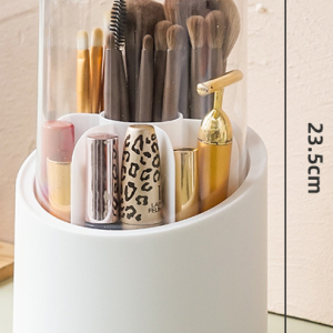 360° Rotating Makeup Brush Organizer with Dustproof Cover