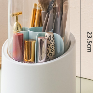 360° Rotating Makeup Brush Organizer with Dustproof Cover
