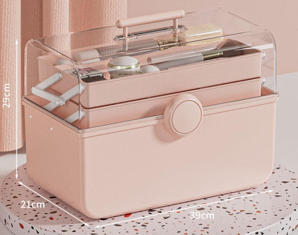 Large Capacity Dust-Proof Transparent Portable Cosmetic Storage Box - 图片 3