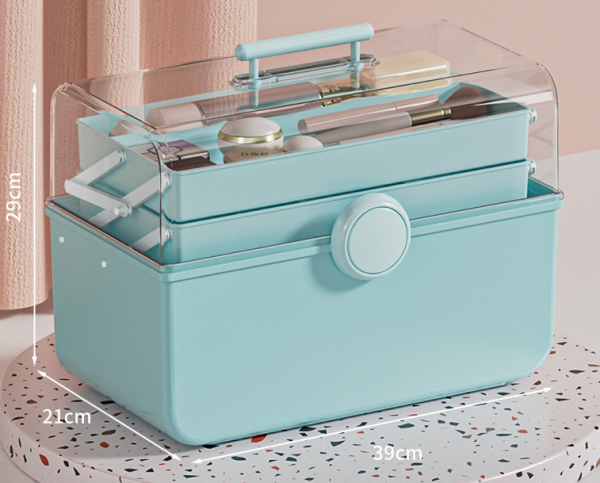 Large Capacity Dust-Proof Transparent Portable Cosmetic Storage Box - 图片 2
