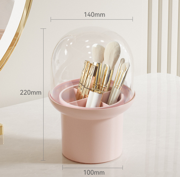 Round Makeup Brush Storage Holder with Four Compartments - 图片 2