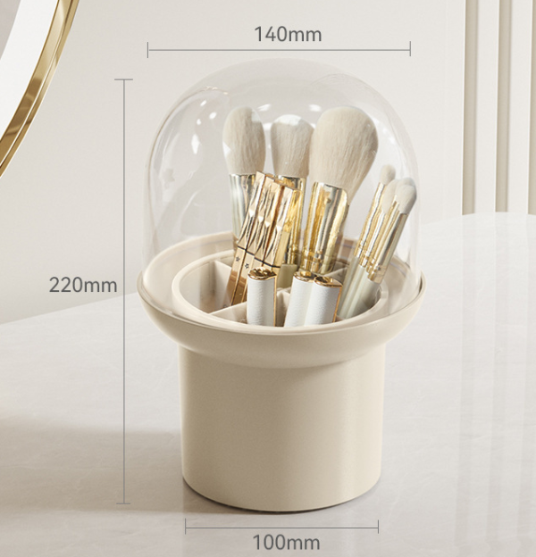 Round Makeup Brush Storage Holder with Four Compartments - 图片 3