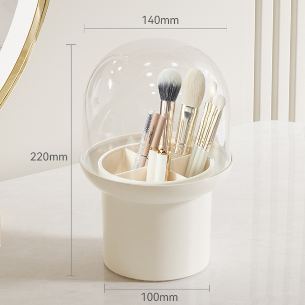Round Makeup Brush Storage Holder with Four Compartments - 图片 4
