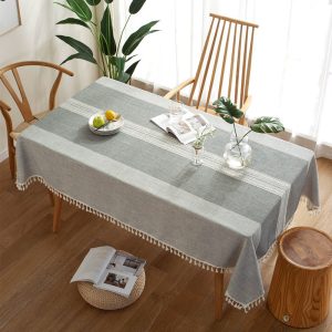 Tablecloth Cotton Linen Waterproof Tablecloths Burlap Table Cloths for Kitchen Dining, Coffee Lines Square, Different Sizes Available for All Tables