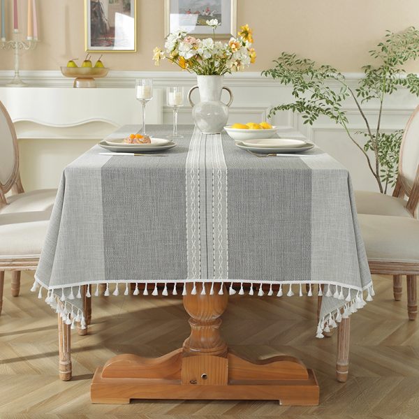 Tablecloth Cotton Linen Waterproof Tablecloths Burlap Table Cloths for Kitchen Dining, Coffee Lines Square, Different Sizes Available for All Tables - 图片 3