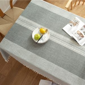 Tablecloth Cotton Linen Waterproof Tablecloths Burlap Table Cloths for Kitchen Dining, Coffee Lines Square, Different Sizes Available for All Tables