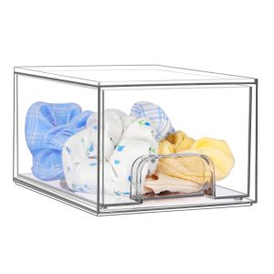 Premium Clear Plastic Stackable Drawer Organizer, Makeup Organizers and Storage for Eyeshadow Palettes, Cosmetics, Beauty Supplies, Ideal for Vanity, Desk, Office, Bathroom Organization - Pack of 3