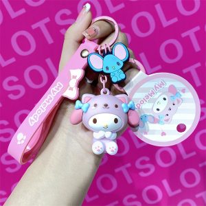 官方授权的 Sanrio Animal Wear 系列可爱卡通钥匙扣包吊坠 - Kuromi、Pochacco、My Melody 等