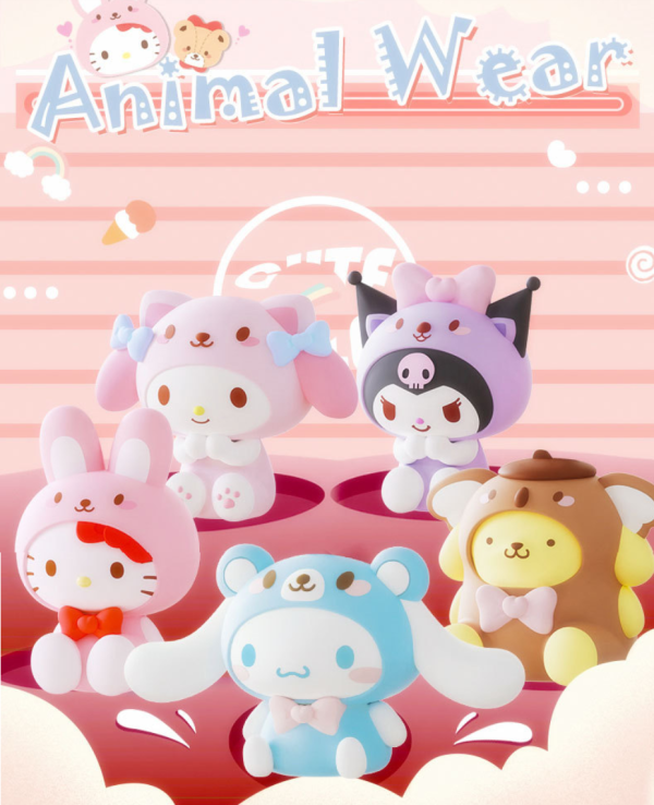 官方授权的 Sanrio Animal Wear 系列可爱卡通钥匙扣包吊坠 - Kuromi、Pochacco、My Melody 等