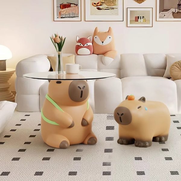 Premium Kapybara Bedside Cabinet/Coffee Table with Storage Drawers, Rounded Edges, and High-Quality Build for Kids and Adults - 图片 4