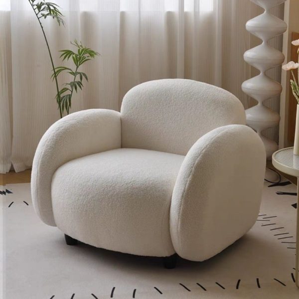 Contemporary Nordic Style Plush Sofa for Small Apartments, Living Rooms, and Cafes - with Three-Section Support and Ergonomic Design - 图片 4