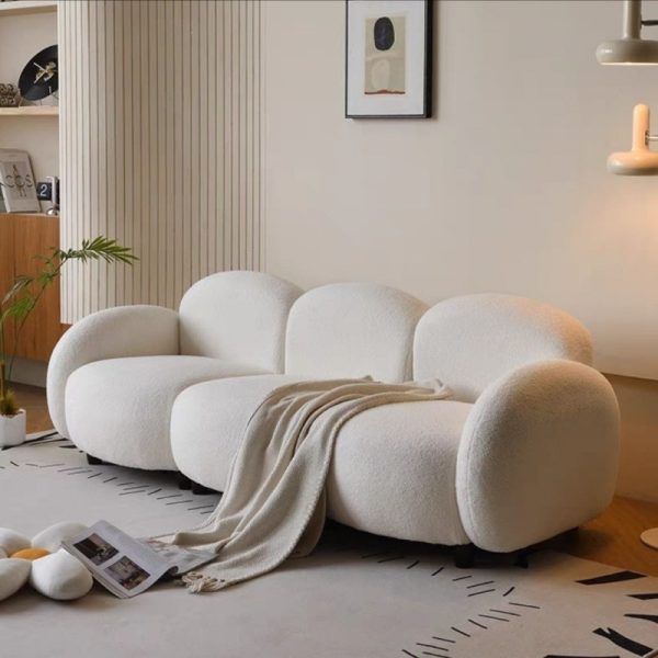 Contemporary Nordic Style Plush Sofa for Small Apartments, Living Rooms, and Cafes - with Three-Section Support and Ergonomic Design - 图片 3