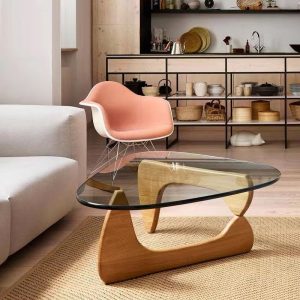 Modern Style Real Wood Coffee Table with Tempered Glass Top - High End Home Decor