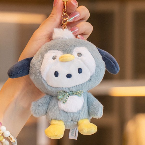 Porte-clés peluche Poccacho de la série des pingouins de Sanrio sous licence officielle - Poccacho en costume de pingouin (10cm)