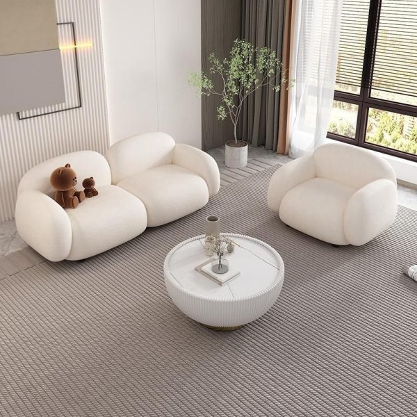 Contemporary Nordic Style Plush Sofa for Small Apartments, Living Rooms, and Cafes - with Three-Section Support and Ergonomic Design - 图片 2