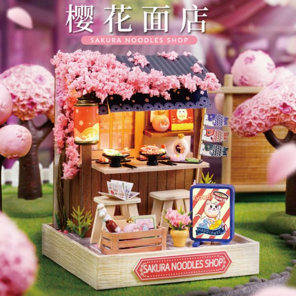 CuteRoom Sakura Noodle Shop Miniature House - Boutique de nouilles japonaise avec lumières LED