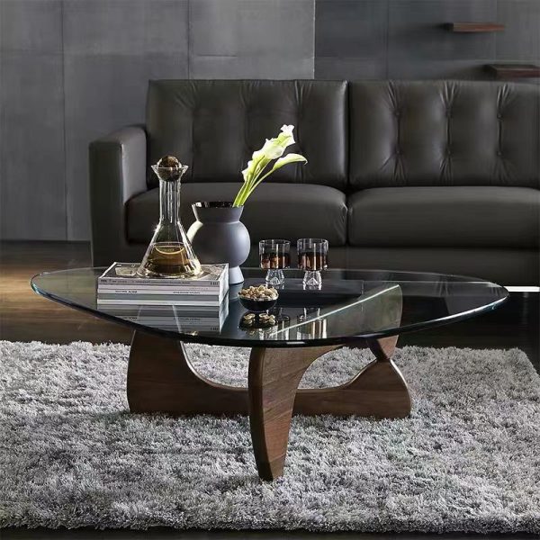 Modern Style Real Wood Coffee Table with Tempered Glass Top - High End Home Decor - 图片 3