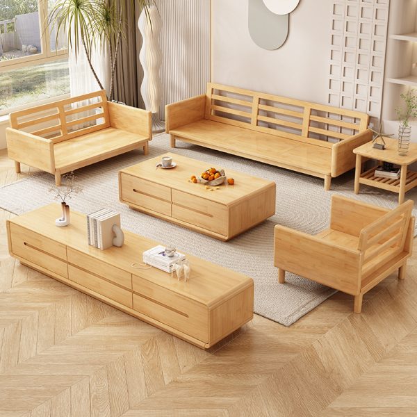 Luxury Modern High-End Sectional Sofa Set with Rubber Wood Frame and High-Density Foam Cushions - 图片 2