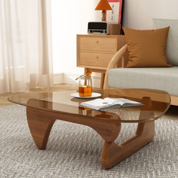 Modern Style Real Wood Coffee Table with Tempered Glass Top - High End Home Decor - 图片 2