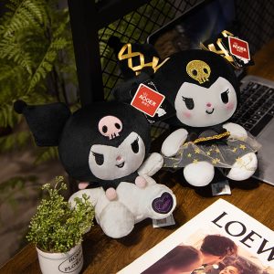 Officially Licensed Sanrio Hugging Size Kuromi Plush- Black Gold Classic Kuromi  (25cm)