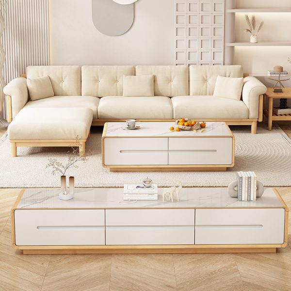 Luxury Modern High-End Sectional Sofa Set with Rubber Wood Frame and High-Density Foam Cushions - 图片 3