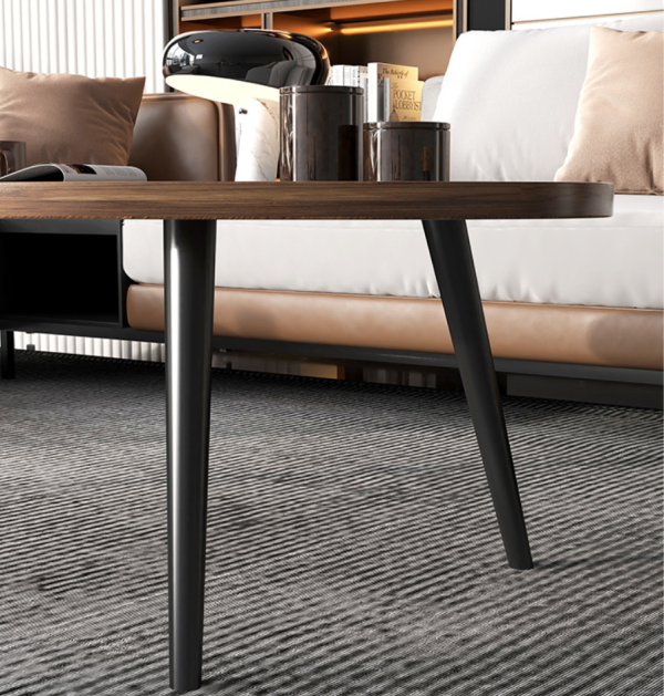 Modern Minimalist Coffee Table Set with Wooden Legs and Surface - Set of 2 One Round Coffee Table 50x50cm and One Oval Shaped Table 80x55cm - 图片 3