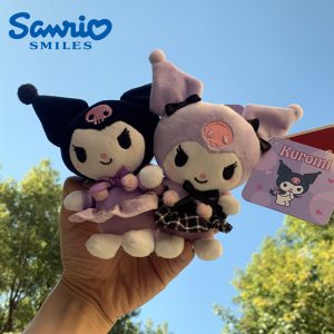 官方授权三丽鸥 Kuromi 毛绒钥匙扣 - JK ジェーケー 系列 黑色粉色 Kuromi（14 厘米）