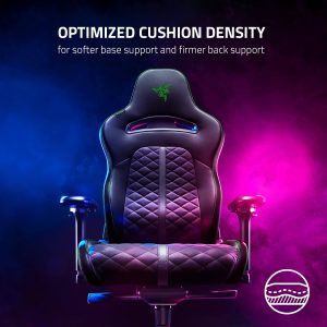 Razer Enki Gaming Chair: All-Day Gaming Comfort - Built-in Lumbar Arch - Optimized Cushion Density - Dual-Textured, Eco-Friendly Synthetic Leather - Reactive Seat Tilt & 152-Degree Recline - Black