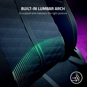 Razer Enki Gaming Chair: All-Day Gaming Comfort - Built-in Lumbar Arch - Optimized Cushion Density - Dual-Textured, Eco-Friendly Synthetic Leather - Reactive Seat Tilt & 152-Degree Recline - Black