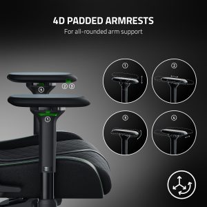 Razer Enki Gaming Chair: All-Day Gaming Comfort - Built-in Lumbar Arch - Optimized Cushion Density - Dual-Textured, Eco-Friendly Synthetic Leather - Reactive Seat Tilt & 152-Degree Recline - Black