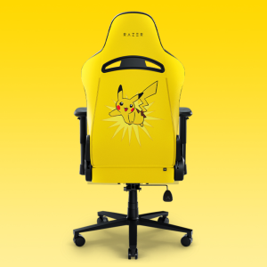 官方认证的 Razer x Pokémon Iskur X 皮卡丘游戏椅：人體工學木材支撐系統 - 多層合成皮革 - 持久耐用的泡綿坐墊 - 專為攜帶而設計 - 採用皮卡丘設計的記憶泡綿頭部坐墊