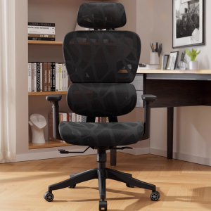 Shuji Ergonomic Office/Gaming Chair with Adjustable Lumbar Support, 3D Armrests, and Reclining Function - Black