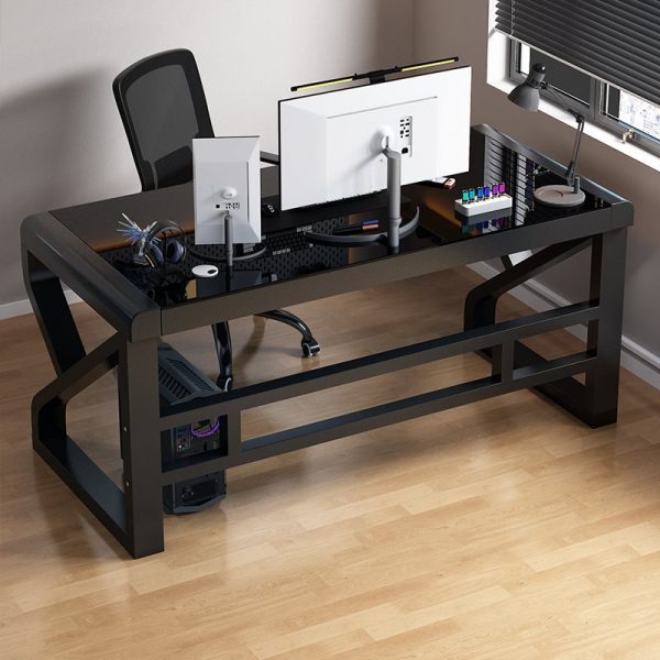 Modern Tempered Glass Computer Desk with Sturdy Carbon Steel Frame – Ideal for Home Office, Gaming Lounge 120cm x 60cm x 75cm - 图片 2