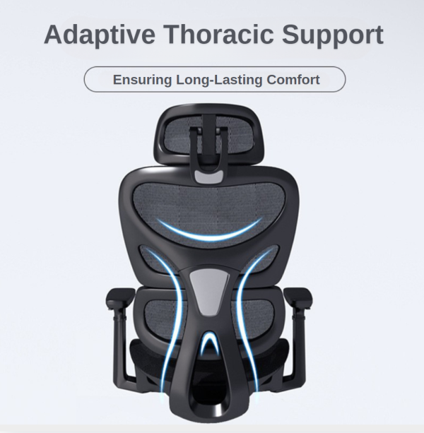 Shuji Ergonomic Office/Gaming Chair with Adjustable Lumbar Support, 3D Armrests, and Reclining Function - Black - 图片 4