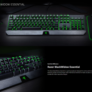 Razer BlackWidow Essential Mechanical Gaming Keyboard: Green Mechanical Switches - Tactile & Clicky - Razer Green Lighting - Anti-Ghosting - Programmable Macro Functionality Brand New